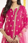 Priyaa_Pink Net, Chanderi Silk Gota And Mirror Notched Kurta Sharara Set _Online_at_Aza_Fashions