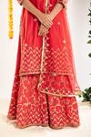 Buy_Priyaa_Red Net, Chanderi Silk Gota And Mirror Round Kurta Sharara Set _Online_at_Aza_Fashions