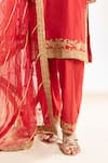 Buy_Priyaa_Red Organza, Chander Silk Zari And Dori Round Kurta Set _Online_at_Aza_Fashions