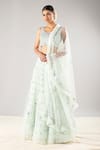 Buy_Priyaa_Green Net Sequin And Mirror Round Embroidered Bridal Lehenga Set _at_Aza_Fashions