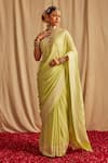 Buy_Paaprika_Green Georgette Zari Handwoven Polka Dots Saree_Online_at_Aza_Fashions