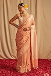 Buy_Paaprika_Peach Banarasi Georgette Handwoven Zari Floral Pattern Kadhua Saree  _Online_at_Aza_Fashions