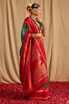 Buy_Paaprika_Green Kanjivaram Silk Handwoven Animal Pure Kalakshetra Saree _Online_at_Aza_Fashions