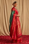 Shop_Paaprika_Green Kanjivaram Silk Handwoven Animal Pure Kalakshetra Saree _Online_at_Aza_Fashions