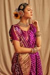 Shop_Paaprika_Purple Silk Handwoven Bandhani Pattern Polka Dots Saree _Online_at_Aza_Fashions