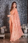 Shop_Ruar India_Peach Chiffon Embroidered Saree With Blouse _at_Aza_Fashions
