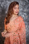 Shop_Ruar India_Peach Chiffon Embroidered Saree With Blouse _Online_at_Aza_Fashions