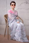 Ruar India_Grey Tissue Embroidered Saree With Blouse _Online_at_Aza_Fashions