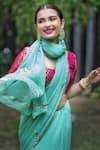 Shop_Ruar India_Green Chiffon Embroidered Saree With Blouse _Online_at_Aza_Fashions
