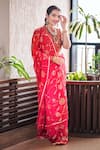 Ruar India_Red Chiffon Embroidery Round Saree With Blouse _Online_at_Aza_Fashions