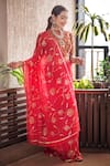 Buy_Ruar India_Red Chiffon Embroidery Round Saree With Blouse _at_Aza_Fashions