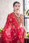 Shop_Ruar India_Red Chiffon Embroidery Round Saree With Blouse _Online_at_Aza_Fashions