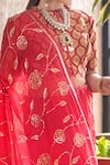 Ruar India_Red Chiffon Embroidery Round Saree With Blouse _at_Aza_Fashions