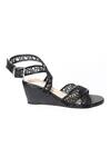 Buy Paio Black Georgina Net Wedges Online at Aza Fashions Buy_Paio_Black Georgina Net Wedges_Online_at_Aza_Fashions