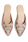 Paio_Beige Embroidered Zeeva Mules _Online_at_Aza_Fashions