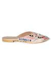 Buy_Paio_Beige Embroidered Zeeva Mules _Online_at_Aza_Fashions