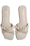 Paio_Beige Embellished Meredith Shell Knot Sliders_Online_at_Aza_Fashions