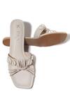 Shop_Paio_Beige Embellished Meredith Shell Knot Sliders_at_Aza_Fashions
