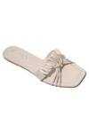 Buy_Paio_Beige Embellished Meredith Shell Knot Sliders_at_Aza_Fashions