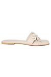 Buy_Paio_Beige Embellished Meredith Shell Knot Sliders_Online_at_Aza_Fashions