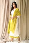 Buy_Vaani Beswal_Yellow Handwoven Cotton Geometric Motifs, Zari Work, Pakhi Kurta Palazzo Set _at_Aza_Fashions