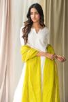 Vaani Beswal_Yellow Handwoven Cotton Geometric Motifs, Zari Work, Pakhi Kurta Palazzo Set _Online_at_Aza_Fashions