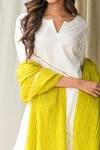 Shop_Vaani Beswal_Yellow Handwoven Cotton Geometric Motifs, Zari Work, Pakhi Kurta Palazzo Set _Online_at_Aza_Fashions