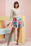 Pankaj & Nidhi_Multi Color Lace Layered Skirt_Online_at_Aza_Fashions