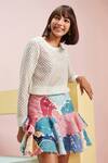 Shop_Pankaj & Nidhi_Multi Color Lace Layered Skirt_Online_at_Aza_Fashions