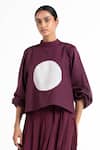 Buy_Three_Purple Cotton Poplin High Neck High-neck Top _at_Aza_Fashions