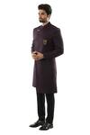 Buy_Paarsh_Purple Terrycot Overlap Sherwani Set _Online_at_Aza_Fashions