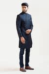 Paarsh_Blue Tricot Embroidered Sherwani And Pant_Online_at_Aza_Fashions