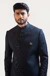 Buy_Paarsh_Blue Tricot Embroidered Sherwani And Pant_Online_at_Aza_Fashions