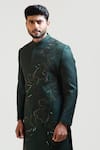 Buy_Paarsh_Black Tricot Embroidered Sherwani And Pant _Online_at_Aza_Fashions