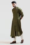 Buy_Paarsh_Beige Kurta Linen Satin Pant Malai Cotton Asymmetric Draped And Set _Online_at_Aza_Fashions