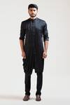 Buy_Paarsh_Black Kurta Heavy Modal Pant Malai Cotton Draped And _at_Aza_Fashions