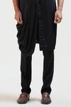 Shop_Paarsh_Black Kurta Heavy Modal Pant Malai Cotton Draped And _Online_at_Aza_Fashions