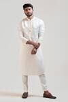 Buy_Paarsh_Beige Kurta Linen Satin Pant Malai Cotton Embroidered Set _at_Aza_Fashions