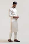Paarsh_Beige Kurta Linen Satin Pant Malai Cotton Embroidered Set _Online_at_Aza_Fashions