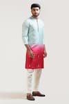 Paarsh_Beige Kurta Bam Silk Pant Malai Cotton Ombre And Set _Online_at_Aza_Fashions