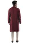 Shop_Paarsh_Maroon Cotton Draped Kurta Set _at_Aza_Fashions