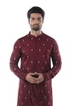 Buy_Paarsh_Maroon Cotton Draped Kurta Set _at_Aza_Fashions