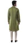 Shop_PAARSH_Green Modal Satin, Cotton Linen Overlap Kurta Set _at_Aza_Fashions