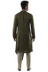 Shop_PAARSH_Green Cotton, Linen Satin Overlap Kurta Set _at_Aza_Fashions
