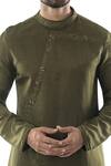 PAARSH_Green Cotton, Linen Satin Overlap Kurta Set _at_Aza_Fashions