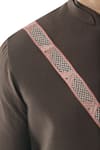 Buy_PAARSH_Brown Cotton, Bemberg Silk, Linen Satin Embroidered Bundi And Kurta Set_Online_at_Aza_Fashions