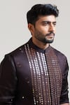 Buy_Paarsh_Brown Linen Satin Embellished Nehru Jacket _Online_at_Aza_Fashions