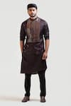 Buy_Paarsh_Brown Jacket Satin Kurta Satin Pant Embellished Nehru And Set _at_Aza_Fashions