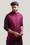 Buy_Paarsh_Purple Bam Silk Embroidered Nehru Jacket _at_Aza_Fashions