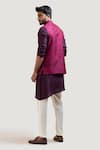 Shop_Paarsh_Purple Jacket Silk Kurta Silk Pant Malai Embroidered Nehru And Set _at_Aza_Fashions